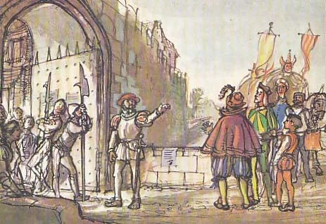 Travelling actors turned away at gates.