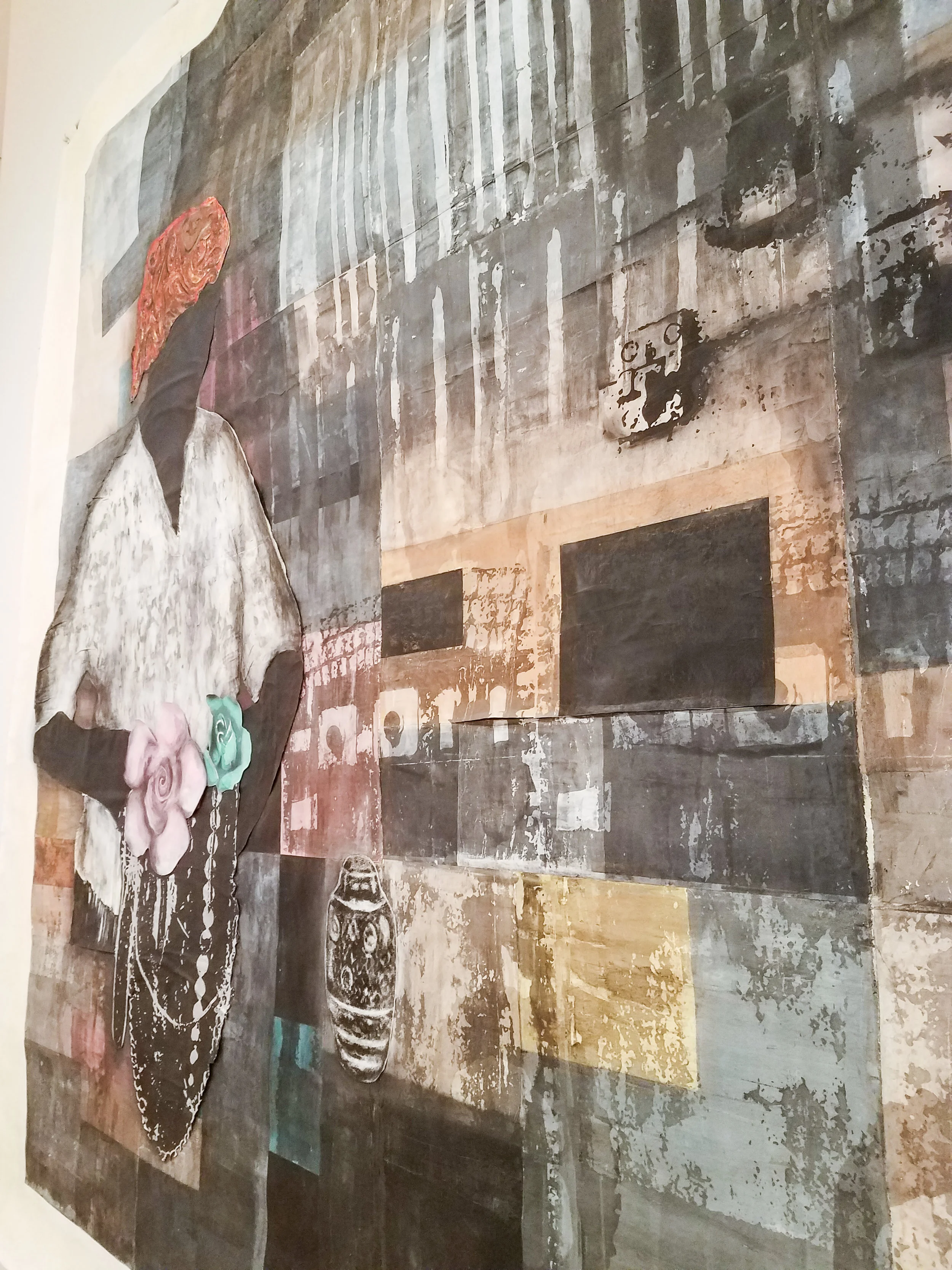 Tyanna Buie (American, b. 1984) Incarnation , 2015 Assembled screenprint with collage and ink, charcoal, and mixed media on paper 150 × 133 1/2 in Milwaukee Art Museum