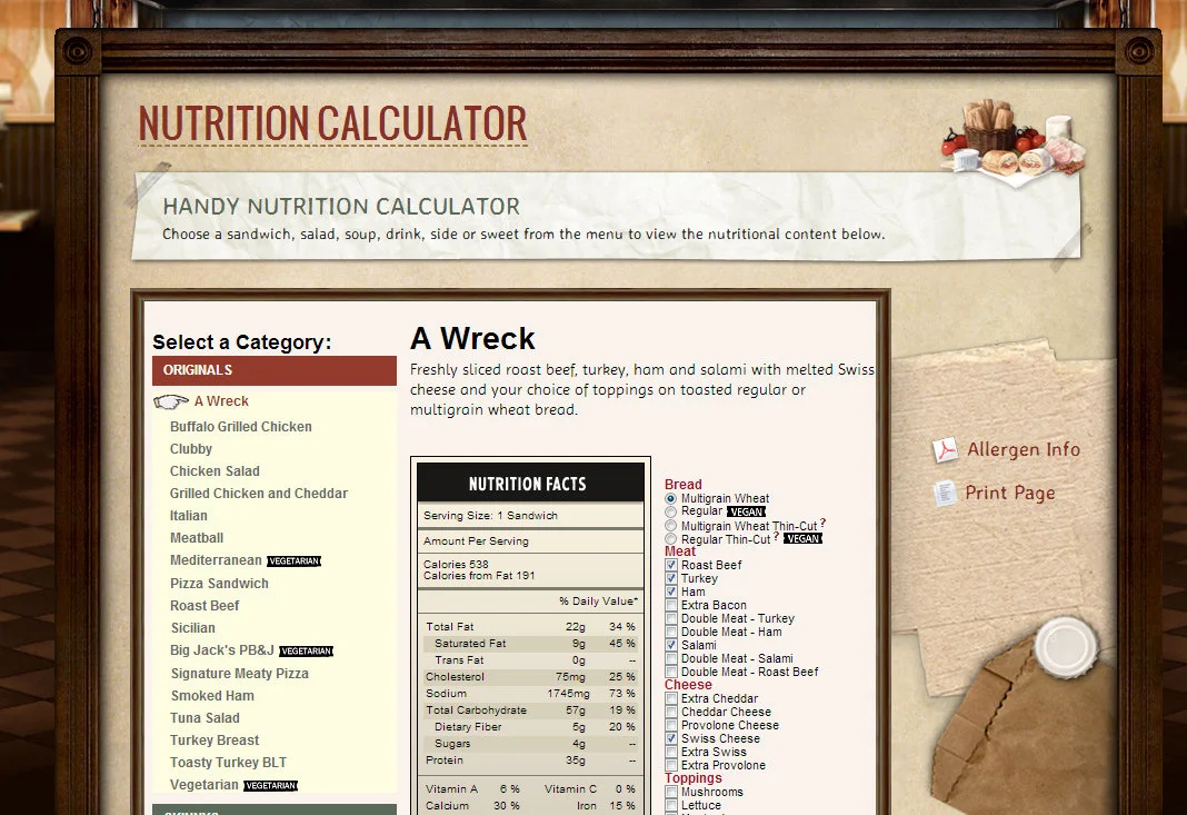 Potbelly Nutritional Information Calculator Besto Blog
