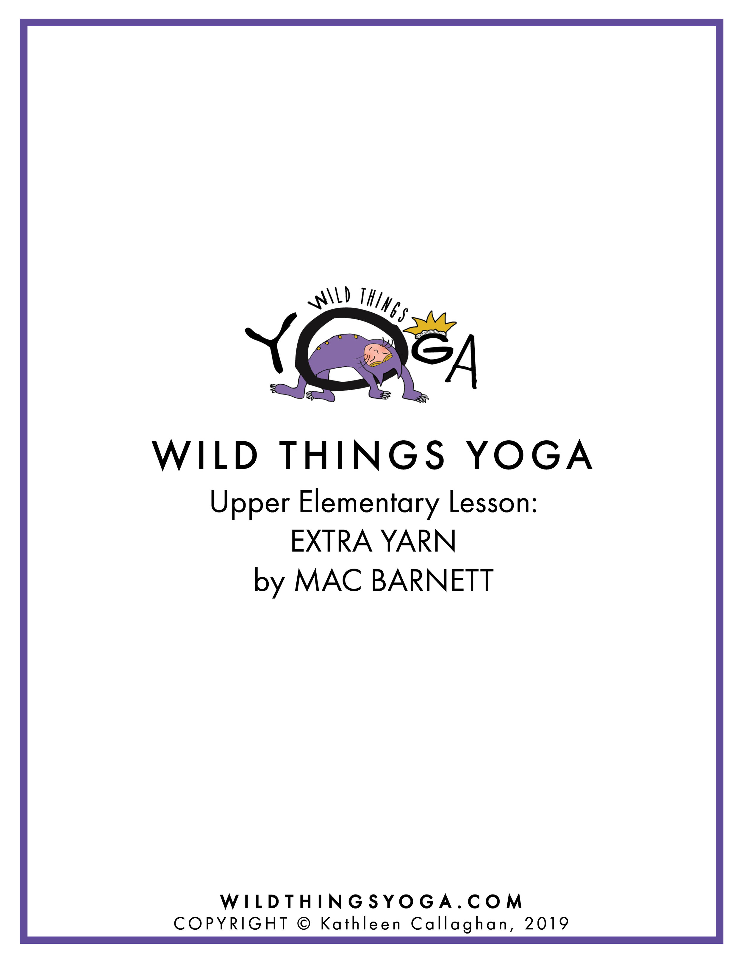 Upper Elementary Lesson Extra Yarn Wild Things Yoga