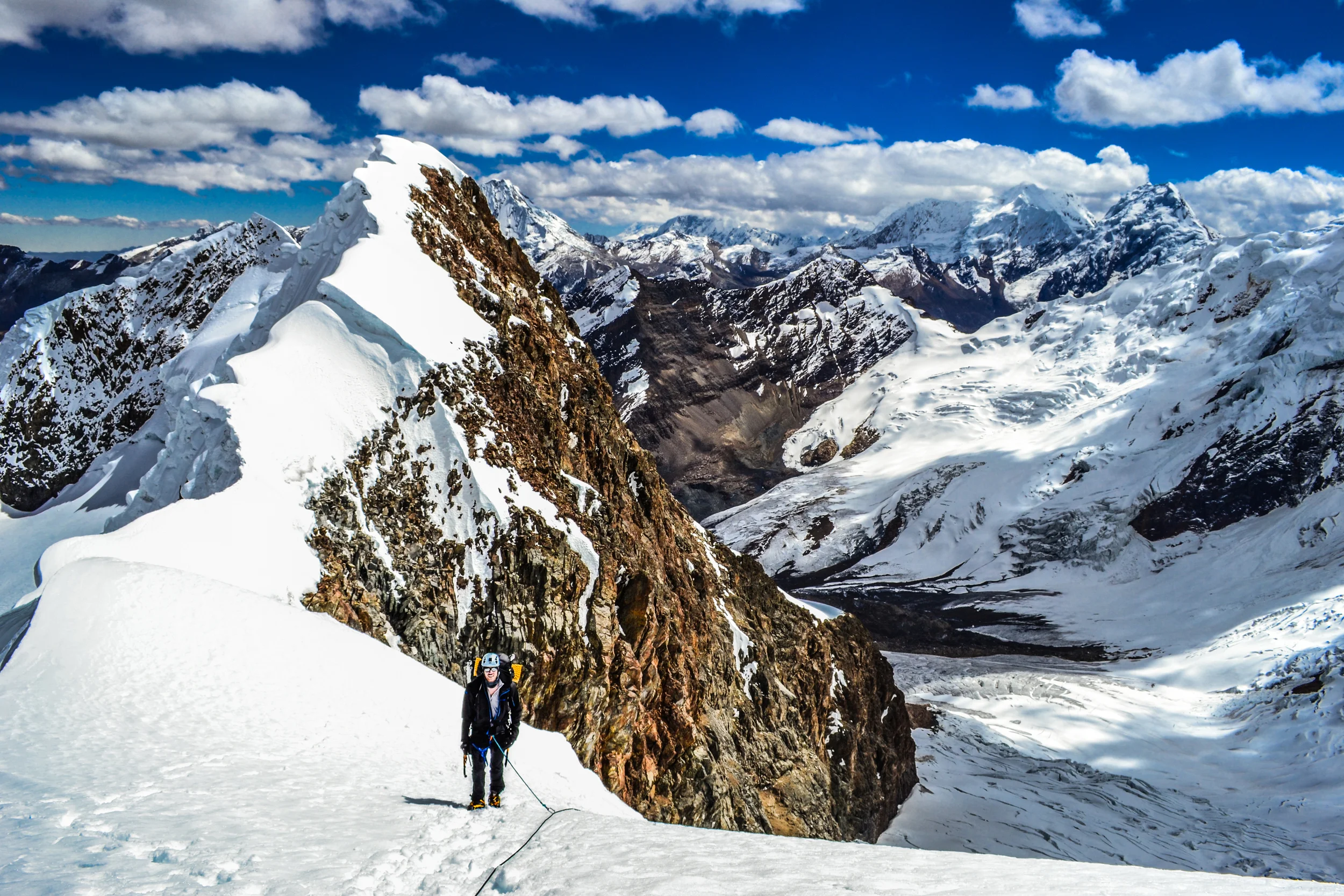 Climbing on Huantsan, Peru