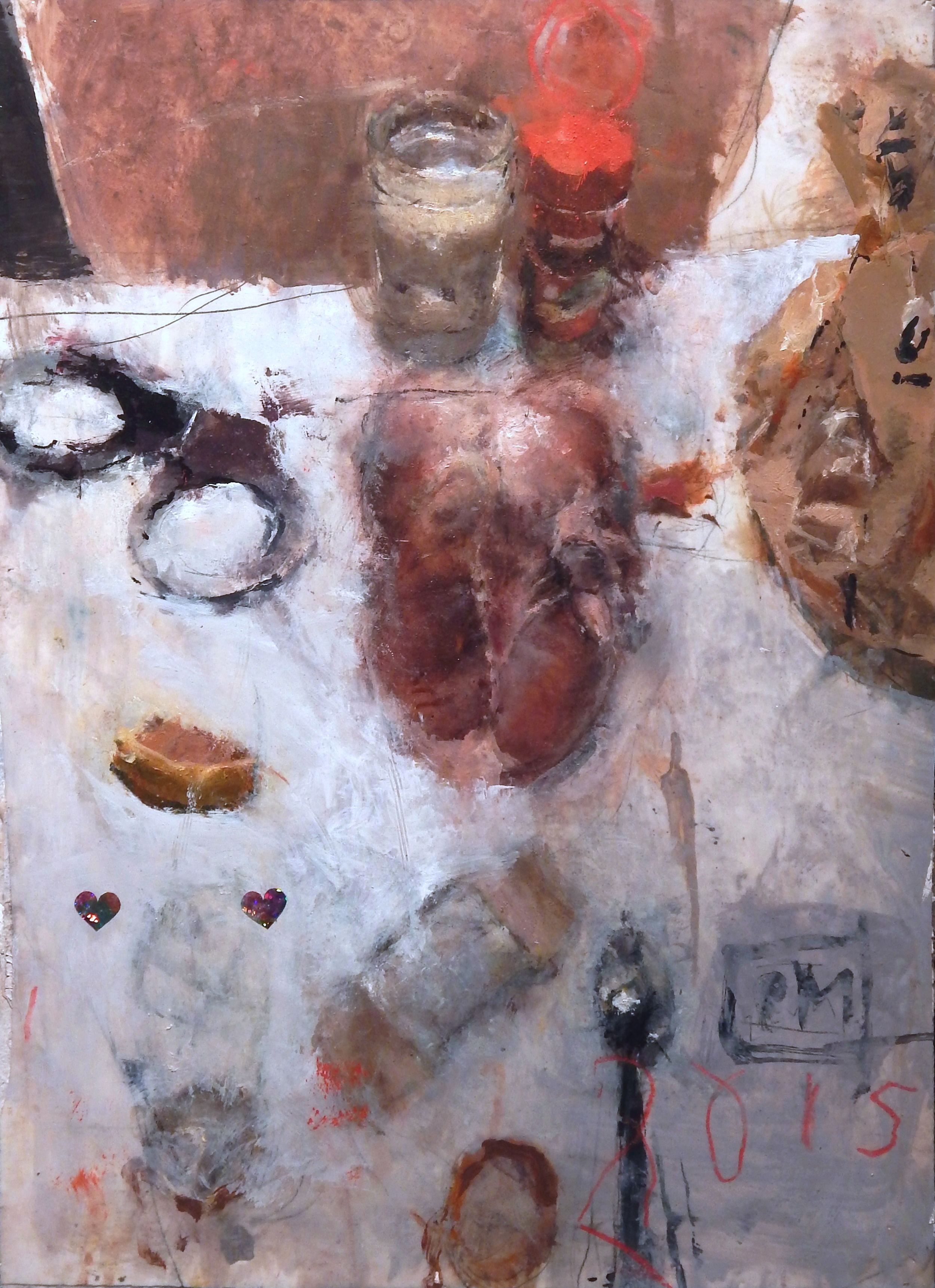 Still Life with Chicken, Handcuffs and Plastic Bag