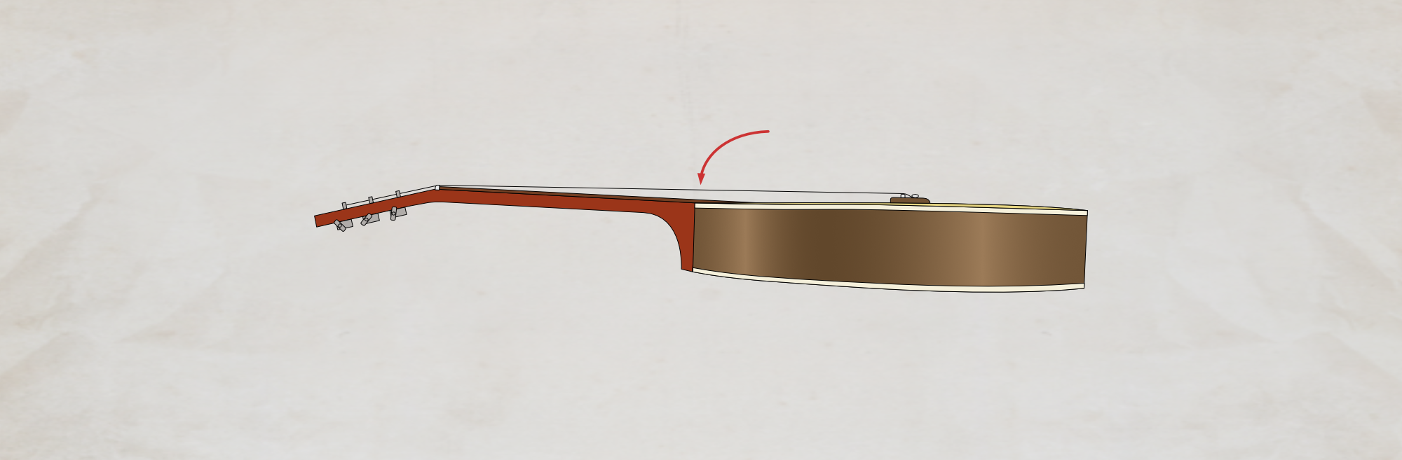 Travel guitar demonstrates neck resets