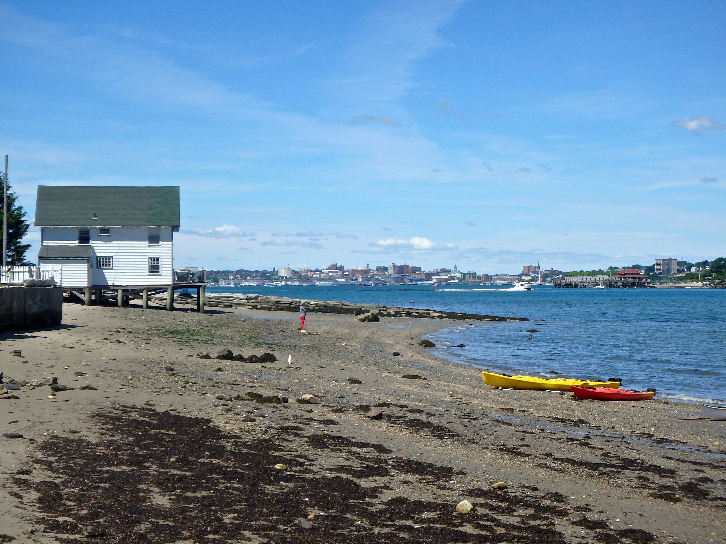 City Point, with Little Diamond Island Casino overlapping Fort Gorges, and Portland in the background (Photo: Joe Guglielmetti)