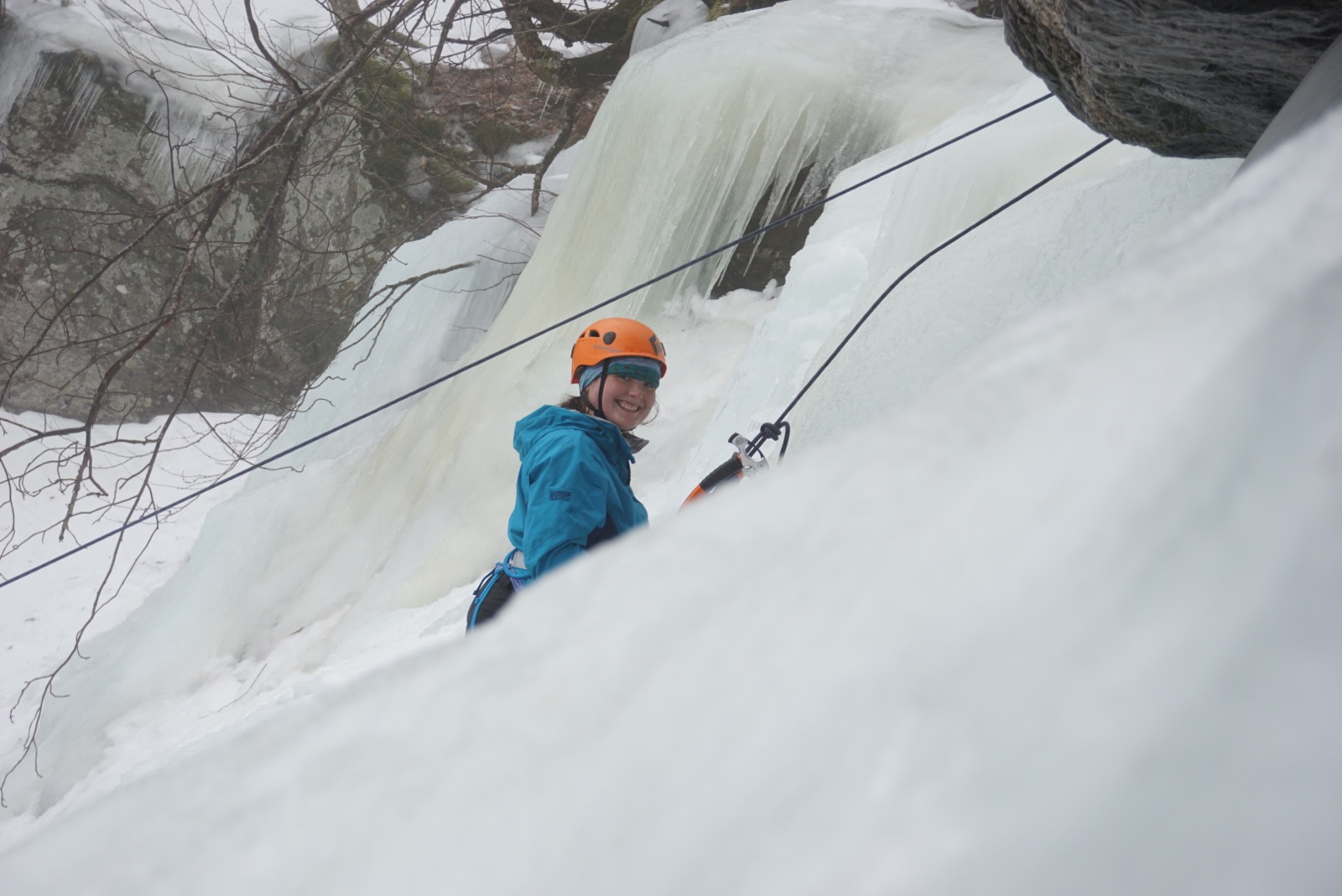 Sarah has been ice climbing and hiking in the White Mountains