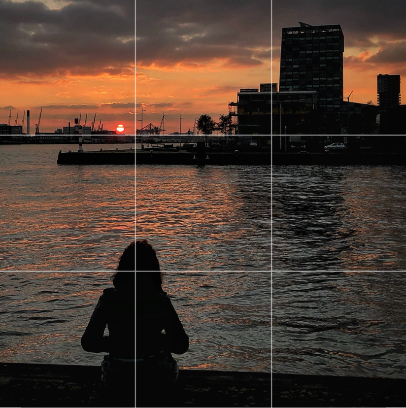 Horizon op 1/3de, mevrouw op 1/3de - instant kekke compositie