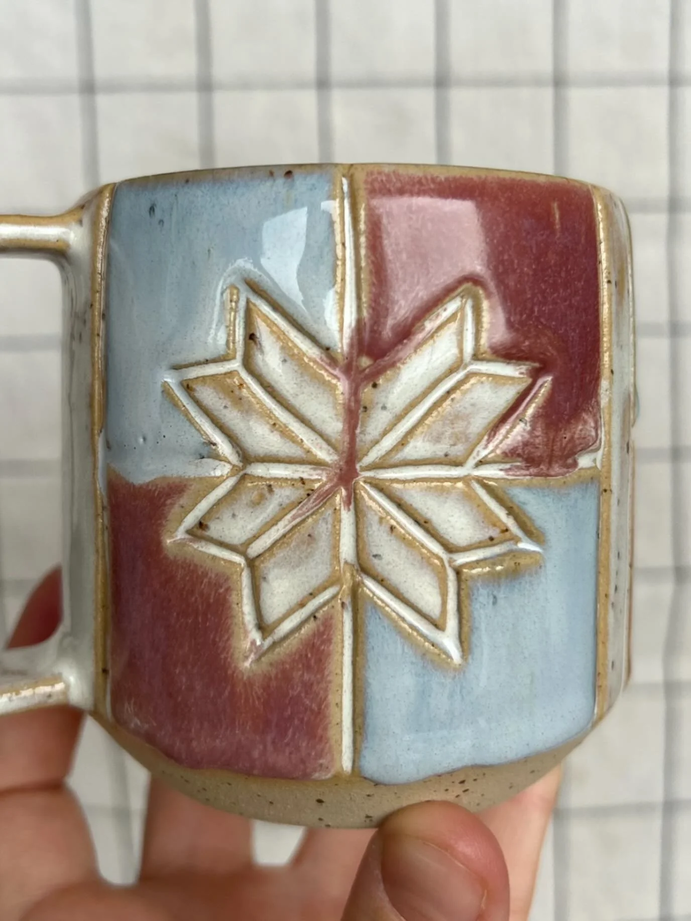 🔥 Refire and I definitely like her better the second time around! I plan to do a whole series of quilted ceramics&hellip; someday.

#wheelthrownceramics #spectrumglazes #handmadewithlove❤️ #potterystudiolife #ceramicmug