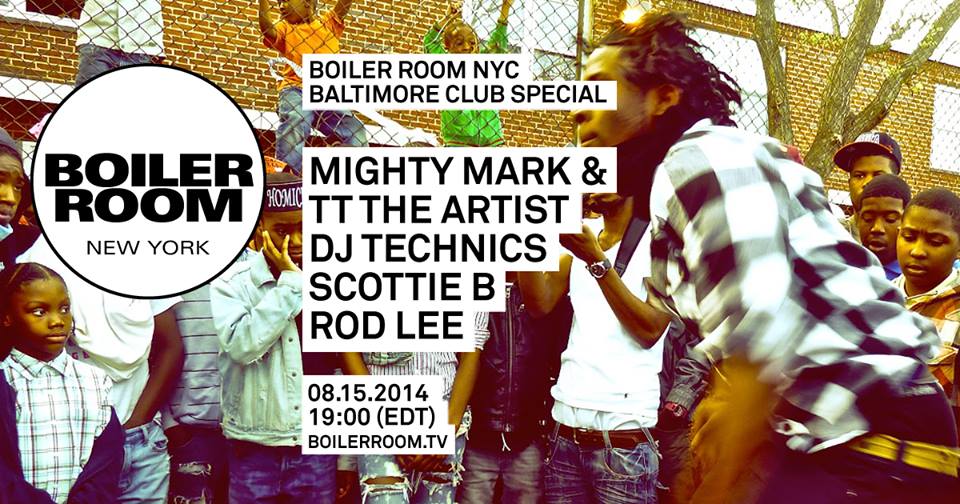 "We've been hoping to do something Bmore oriented for a while now in NYC but just had to wait for the right time and the right artists. With an assist from Star Eyes, we got word that DJ Technics would be in town this month and everything sort of came together after that. We're now blessed to have the one and only Scottie B involved and Rod Lee as well, two Baltimore legends and pioneers of the genre. Mighty Mark and TT The Artist will round it all off by giving us a taste of the future of Baltimore club" - Boiler Room NYC http: //boilerroom.tv/session/baltimore-club-special/