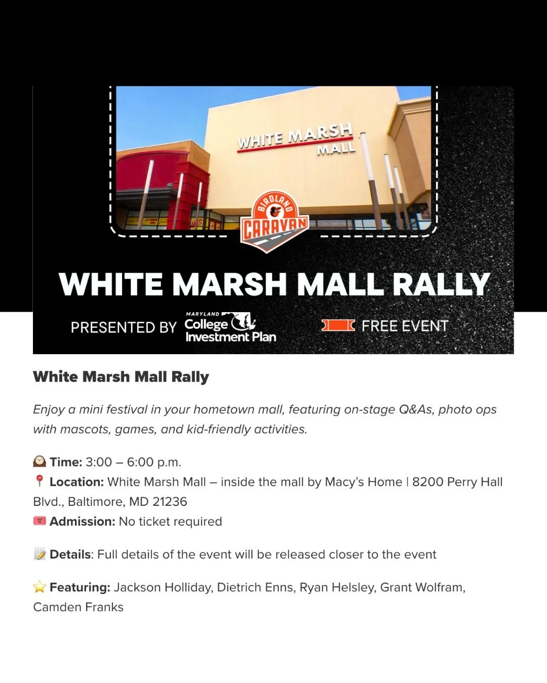 Mighty Mark Djs at White Marsh Mall Rally for Baltimore Orioles