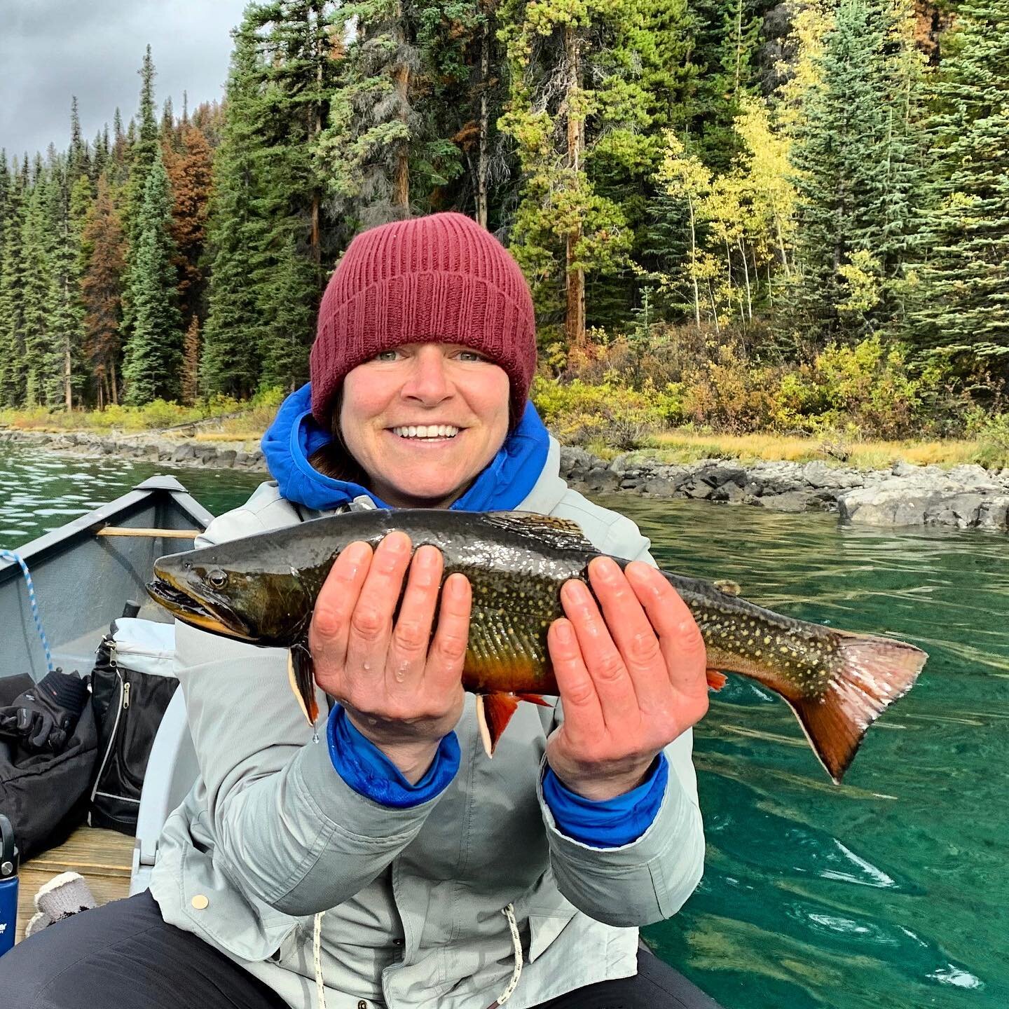 Big smiles from one of last Summer&rsquo;s last days out! @wendruthall with a big beautiful Brookie!