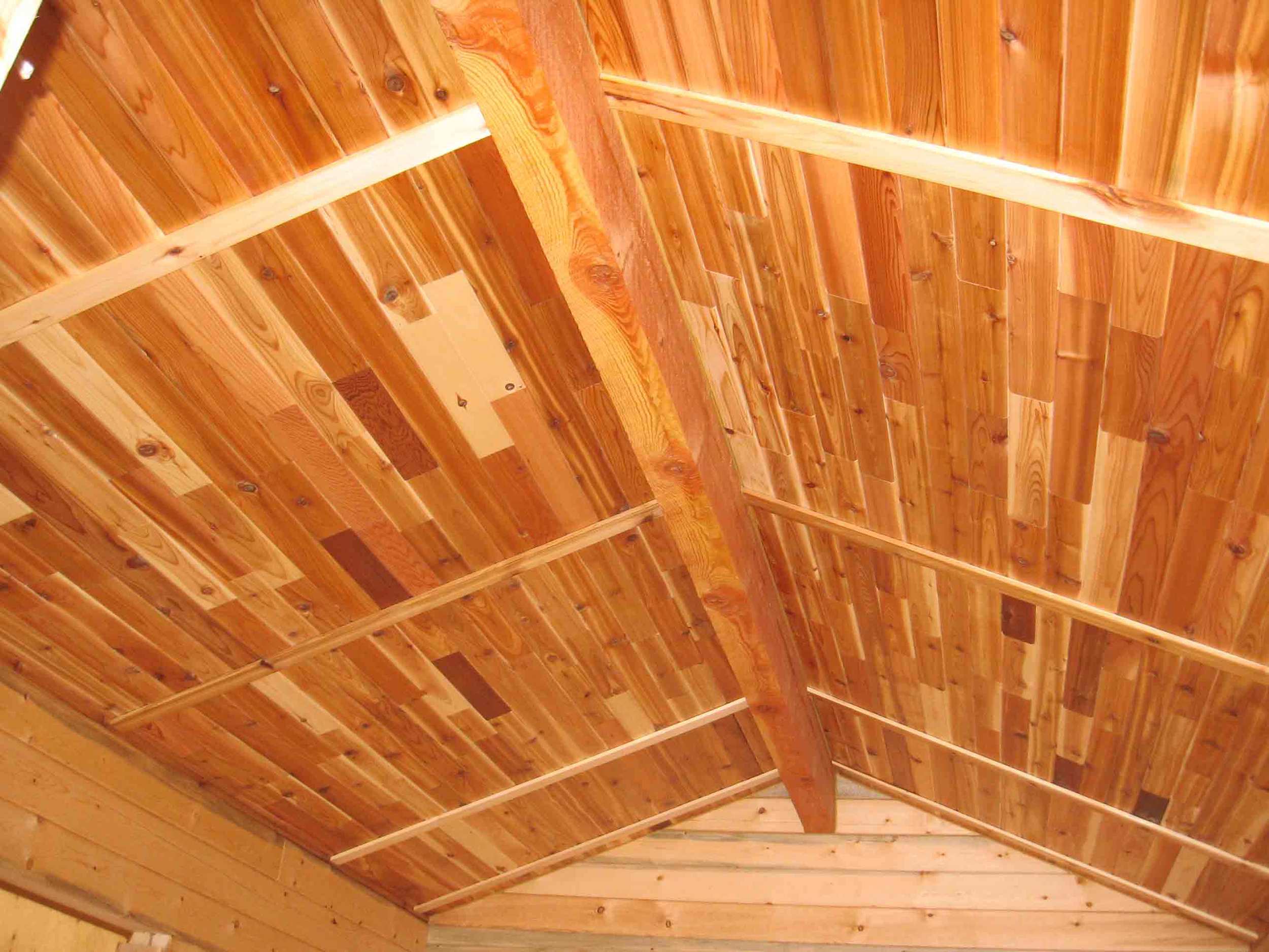  Interior ceiling using RB 1x4" Cedar T&amp;G short cuts 