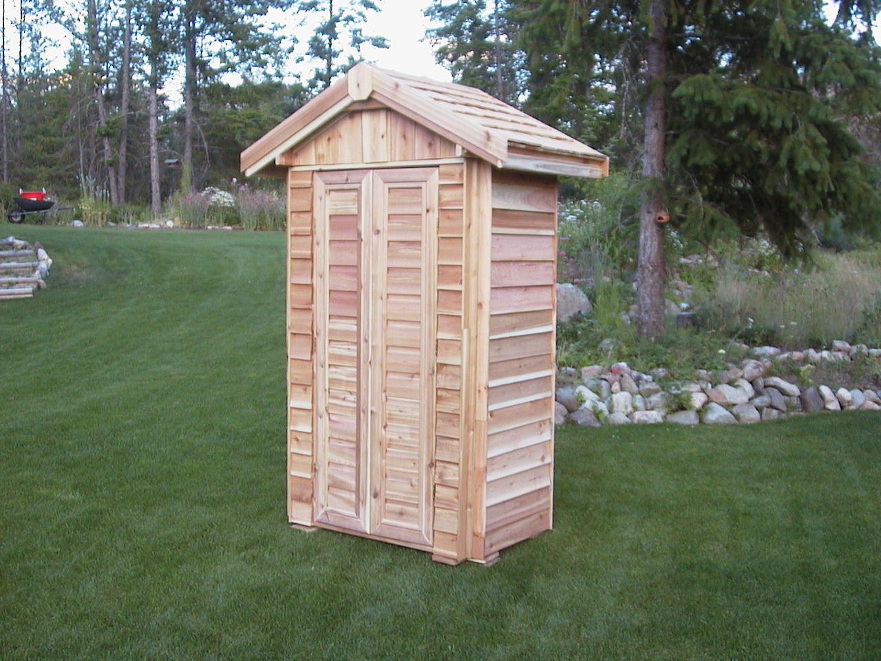  Garden storage shed using RB 1x6" Cedar siding 
