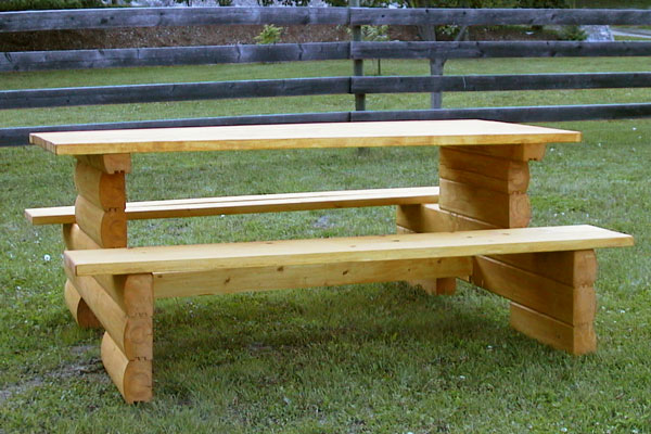  Cedar log picnic table 