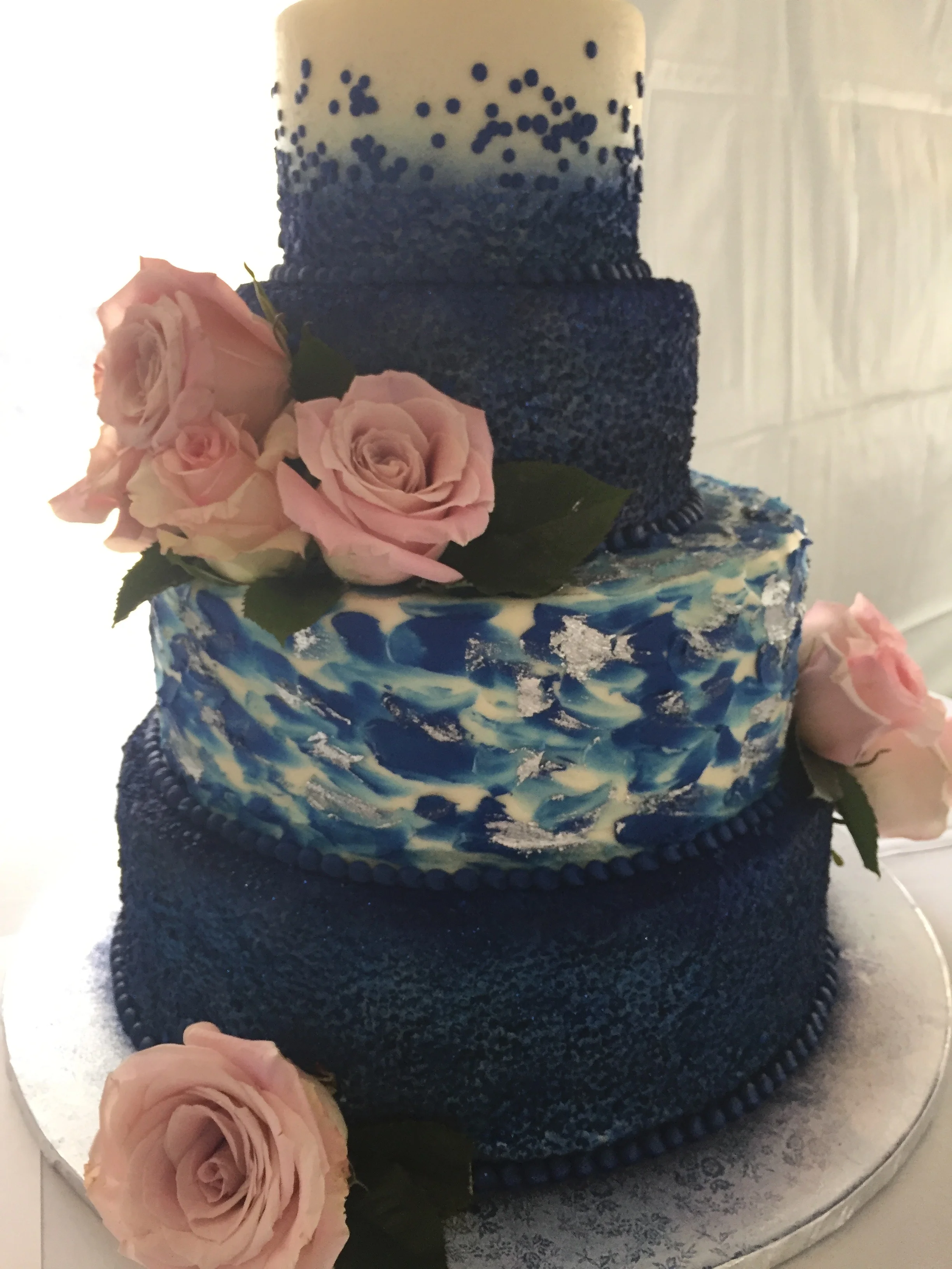 Navy Sequins Wedding Cake