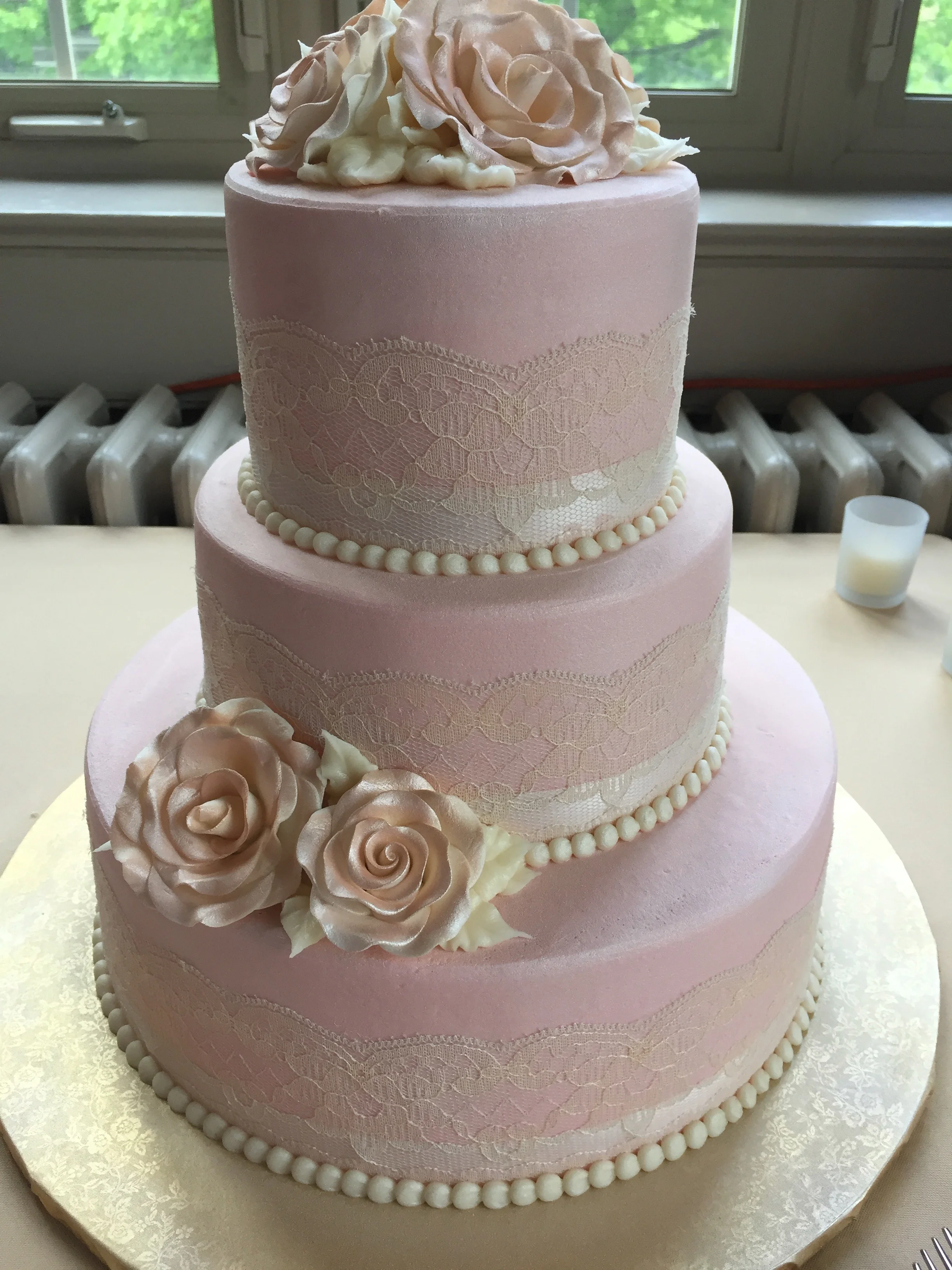 Pearlescent Pink Wedding Cake