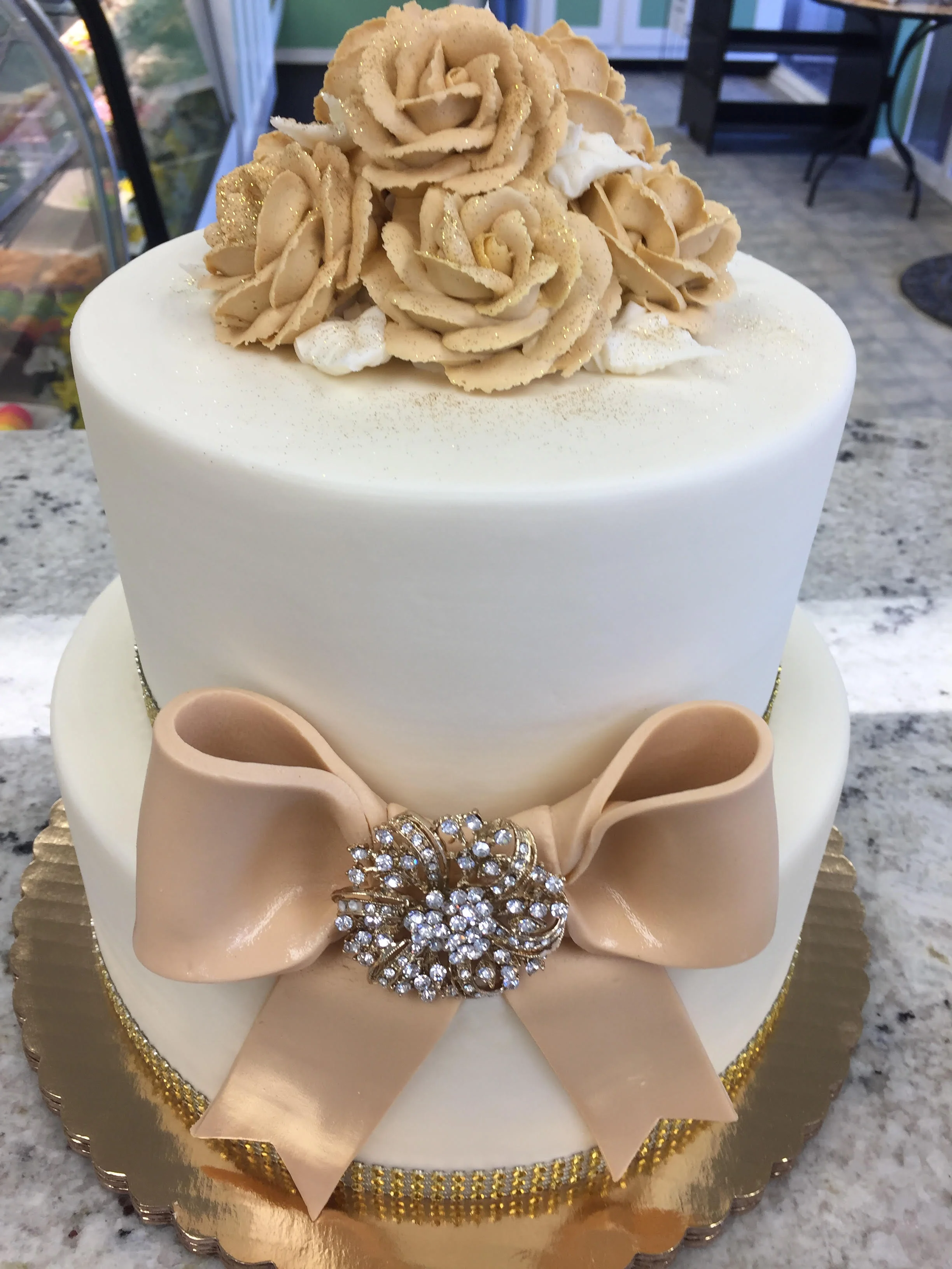 Champagne Ribbon and Roses