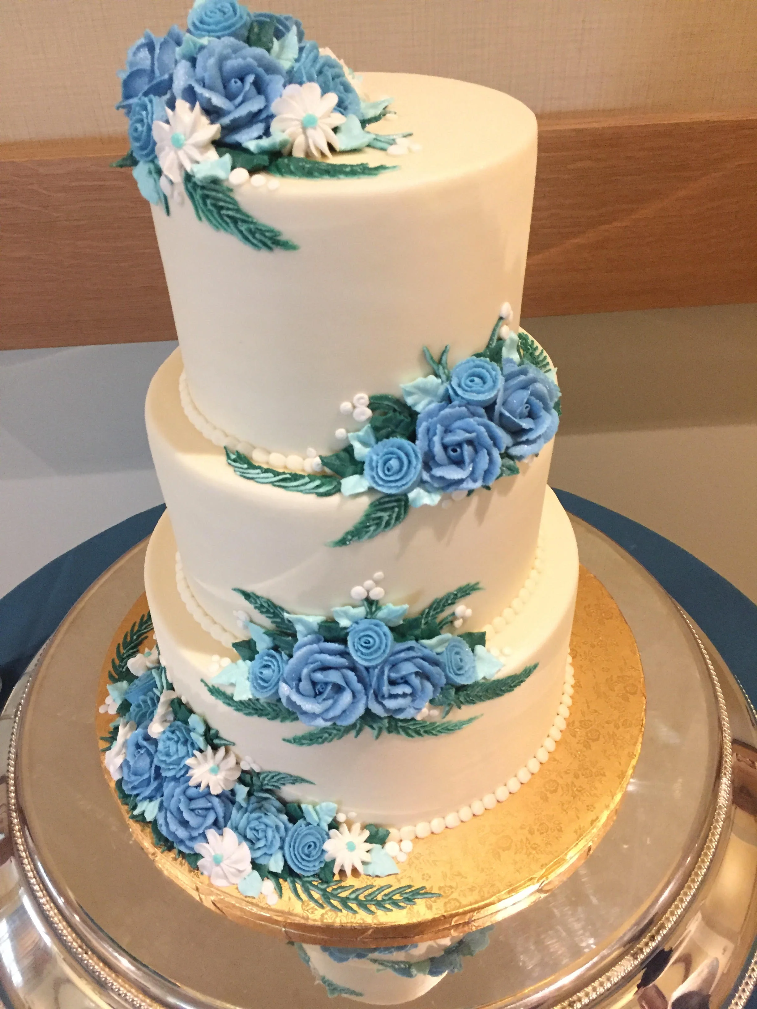 Blue Butter Cream Flowers