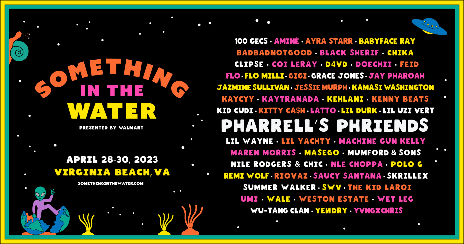 Pharrell Williams Announces 2023 Lineup for Something In The Water