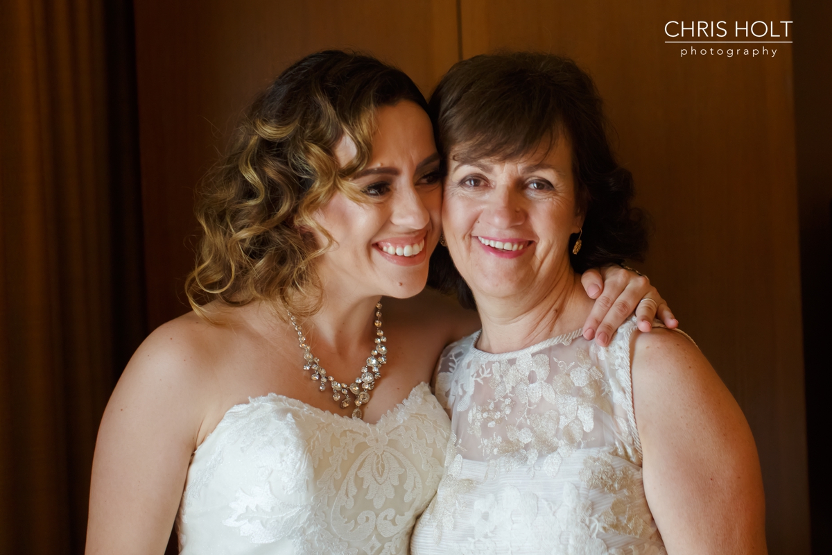 WEDDING, BRIDE, GREEK, GREEK ORTHODOX, SANTA BARBARA GREEK ORTHODOX CHURCH, SANTA BARBARA, HYATT, MOTHER AND BRIDE, PORTRAIT, SMILING, RELAXED, AUTHENTIC, CANDID