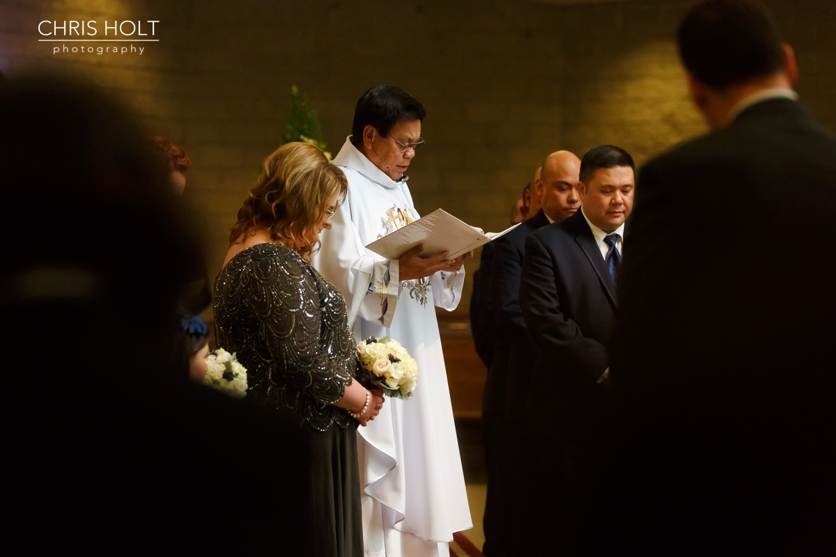 church, ceremony, catholic, priest, wedding venue, St Lorenzo, family, sponsors, cord, coins, bible, unity candle, altar, cross, husband, wife