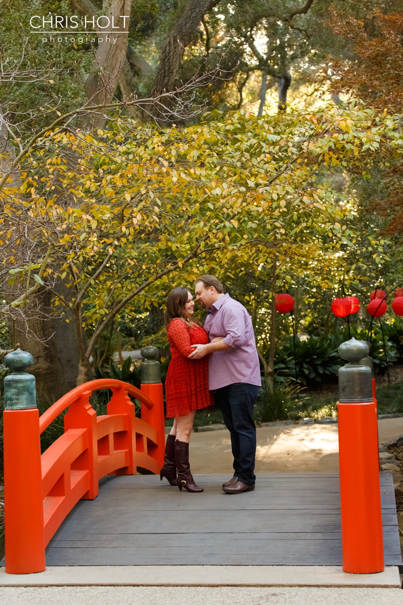 descanso gardens, floral, Japanese gardens, engagement session, reflection, trellis, gazebo, backlight, sunlight, sunset, couple, romantic, portraits, garden, happy, love