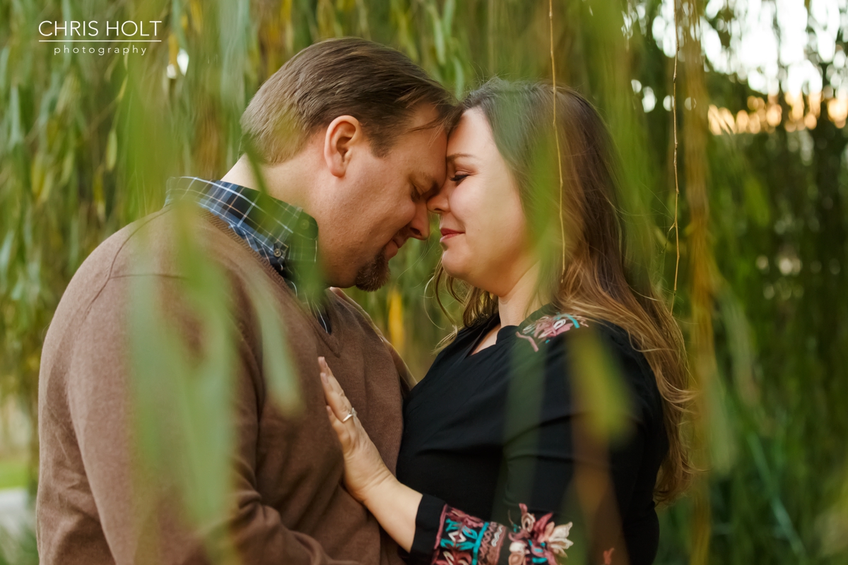 descanso gardens, floral, engagement session, reflection, trellis, gazebo, backlight, sunlight, sunset, couple, romantic, portraits, garden, happy, love