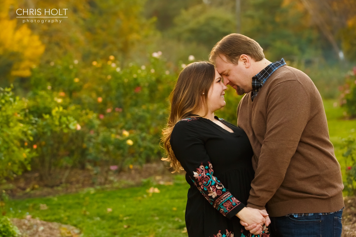 descanso gardens, floral, engagement session, reflection, trellis, gazebo, backlight, sunlight, sunset, couple, romantic, portraits, garden, happy, love