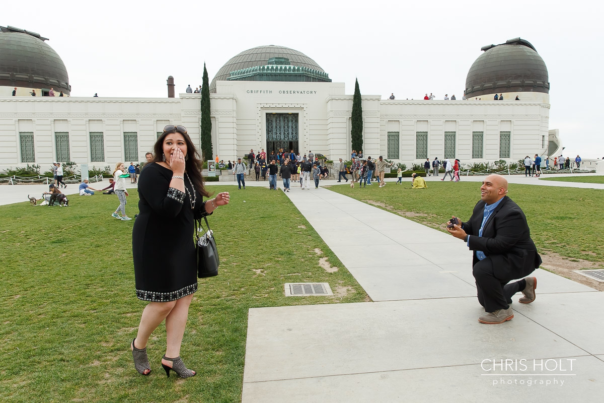 surprise proposal, griffith park, observatory, los angeles, skyline, downtown los angeles, marriage proposal, , la, iconic, hollywood, la county, proposal ideas, inspiration, romantic