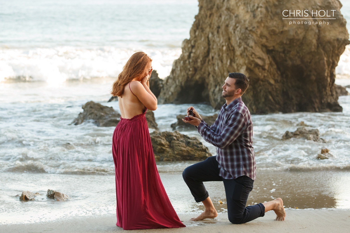 proposal, el matador, engagement, malibu, los angeles, surprise, beach, sunset, southern california, destination, wedding, photographers near me, santa barbara, new york, new jersey