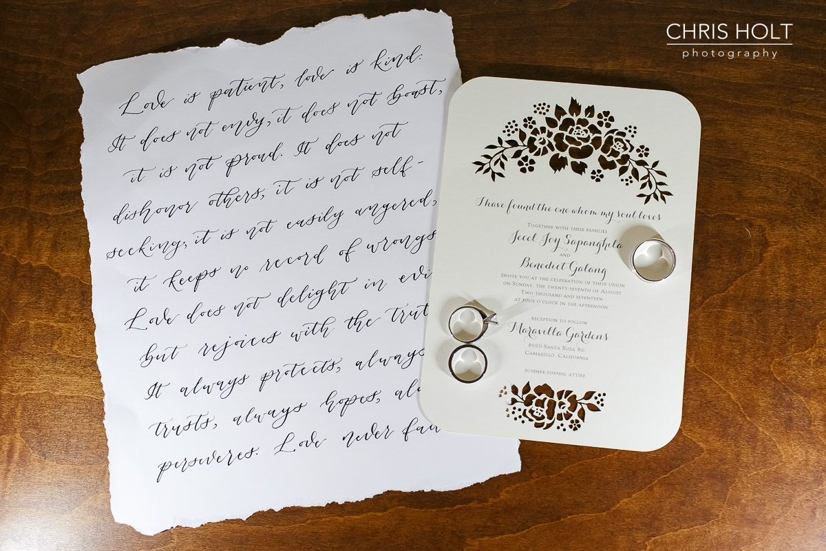 wedding ring, invitation, maravilla gardens, camarillo, photographers near me, chris holt