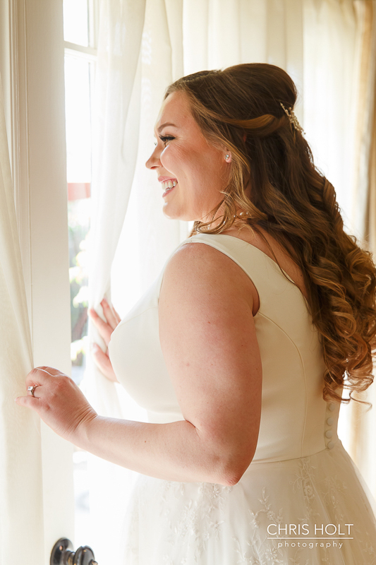  Pasadena Wedding bridal portrait in front of window 