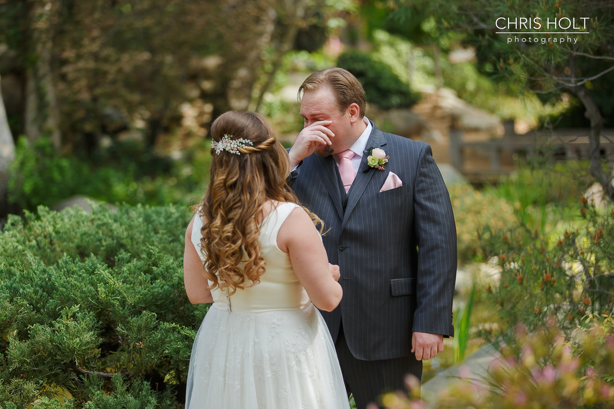  Emotional groom during wedding first look 