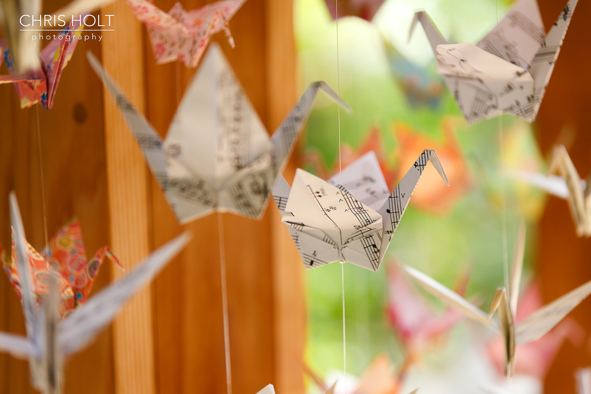  Handmade origami cranes at wedding at Storrier Stearns Japanese Garden 