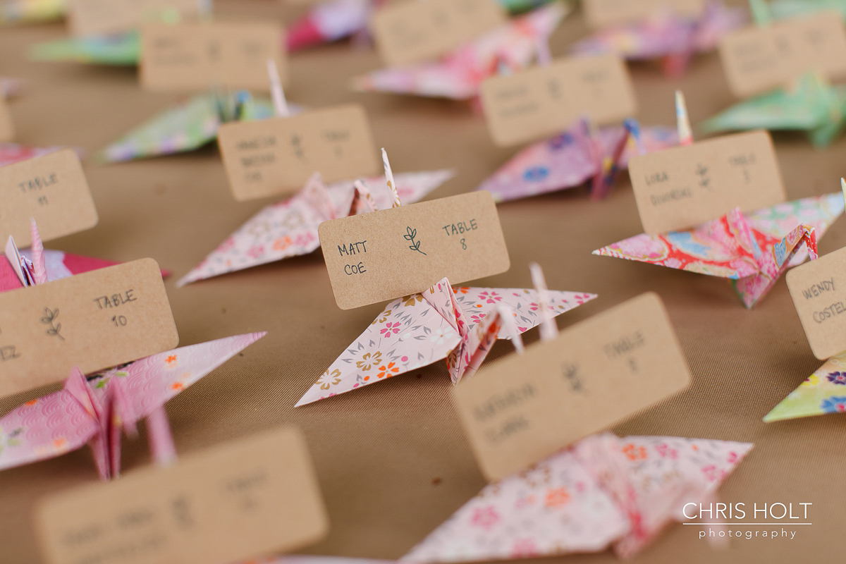  Origami crane escort cards at Storrier-Stearns Japanese Garden Wedding 