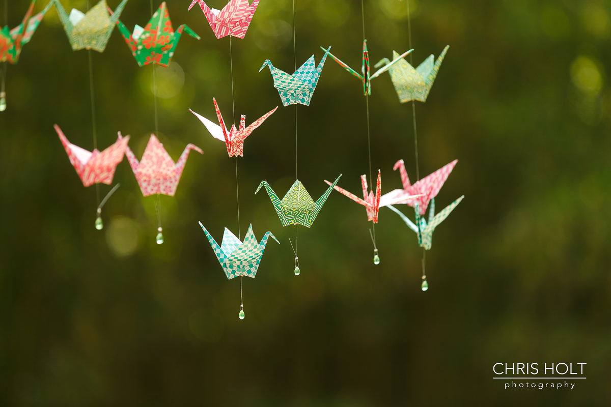  Origami crane wedding decor at Storrier-Stearns Japanese Garden Wedding 