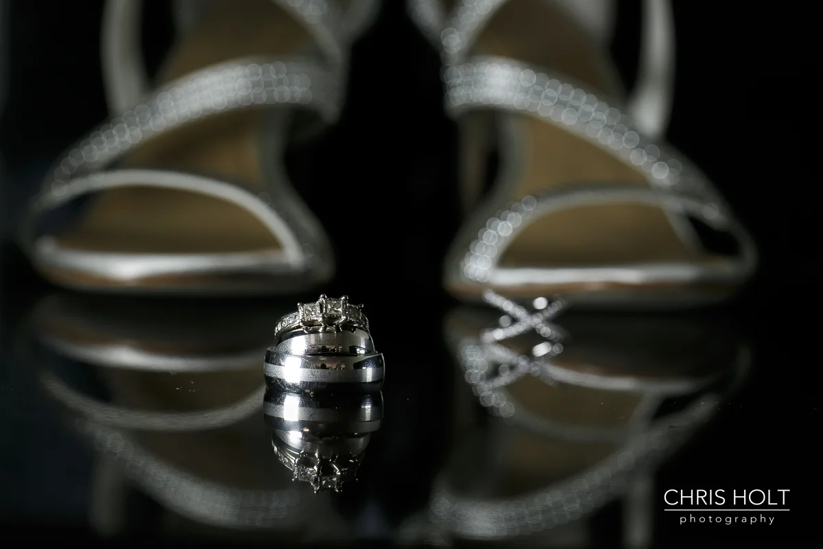 wedding ring and bridal shoes