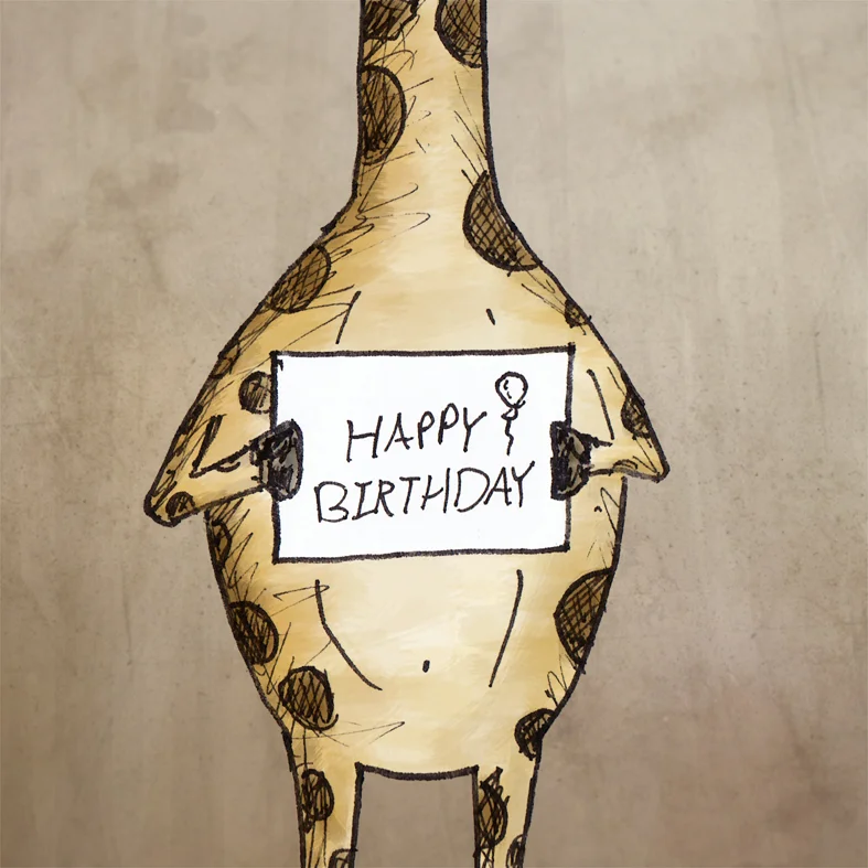 Giraffe Birthday Buddy ( http://tinyurl.com/appqfou ). Land of le Beef