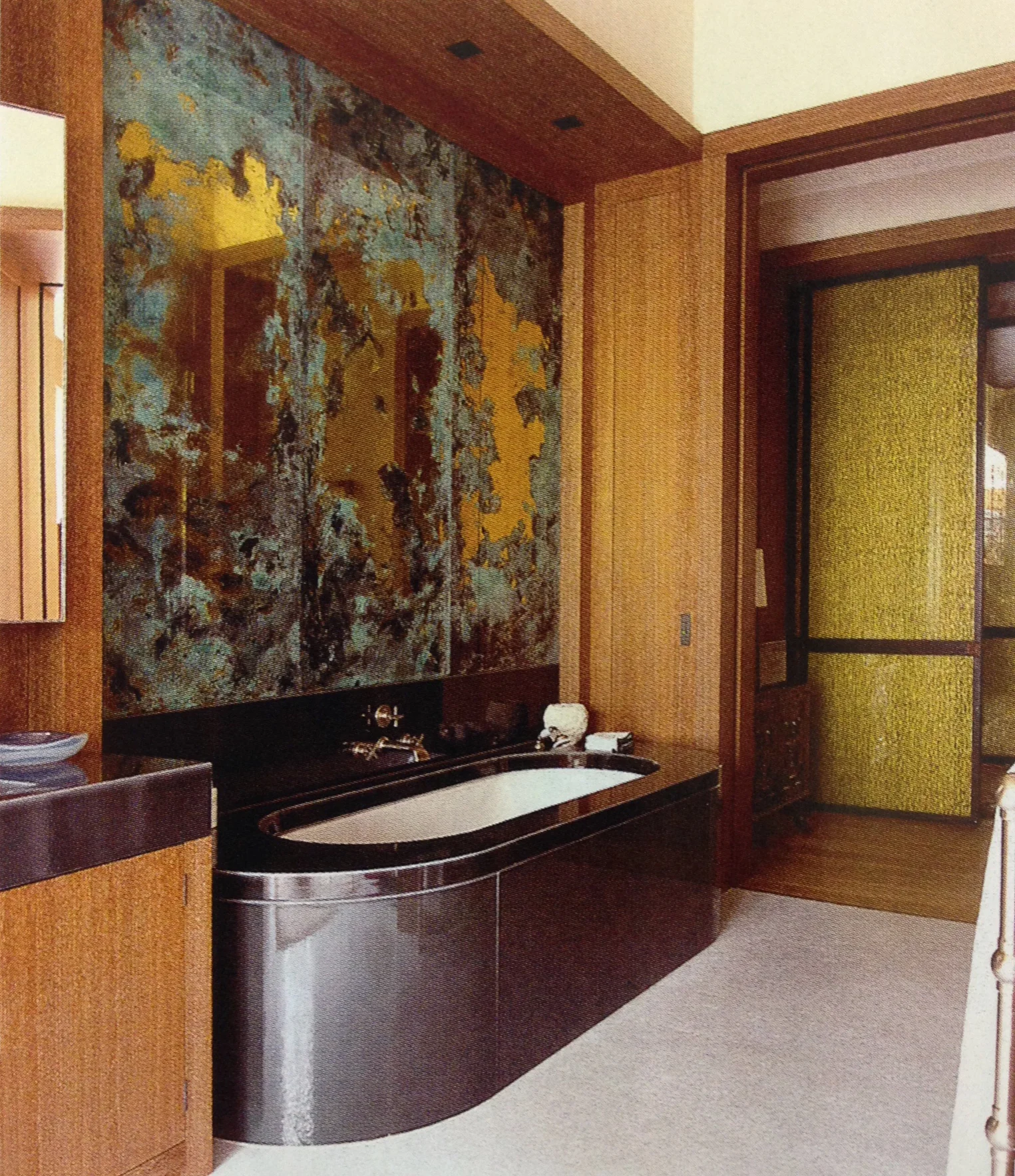 Bespoke copper verdigris and 22ct gold mirrors for Studio Reed