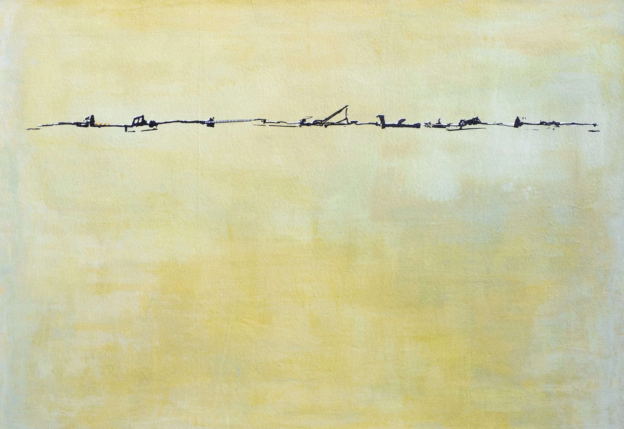 The Tug Boat - SOLD - acrylic and serigraphy on canvas, vitreous enamel fused to copper, 40 inches x 27 inches, private collection of Erika and Patrick Crawford, Columbus, OH