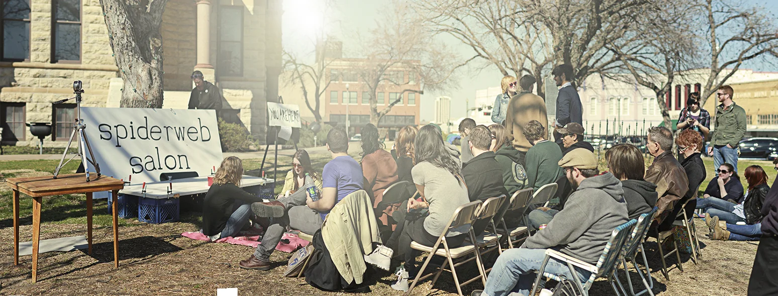 A crowd gathers before the show at this past Saturday's Spiderweb Salon. 