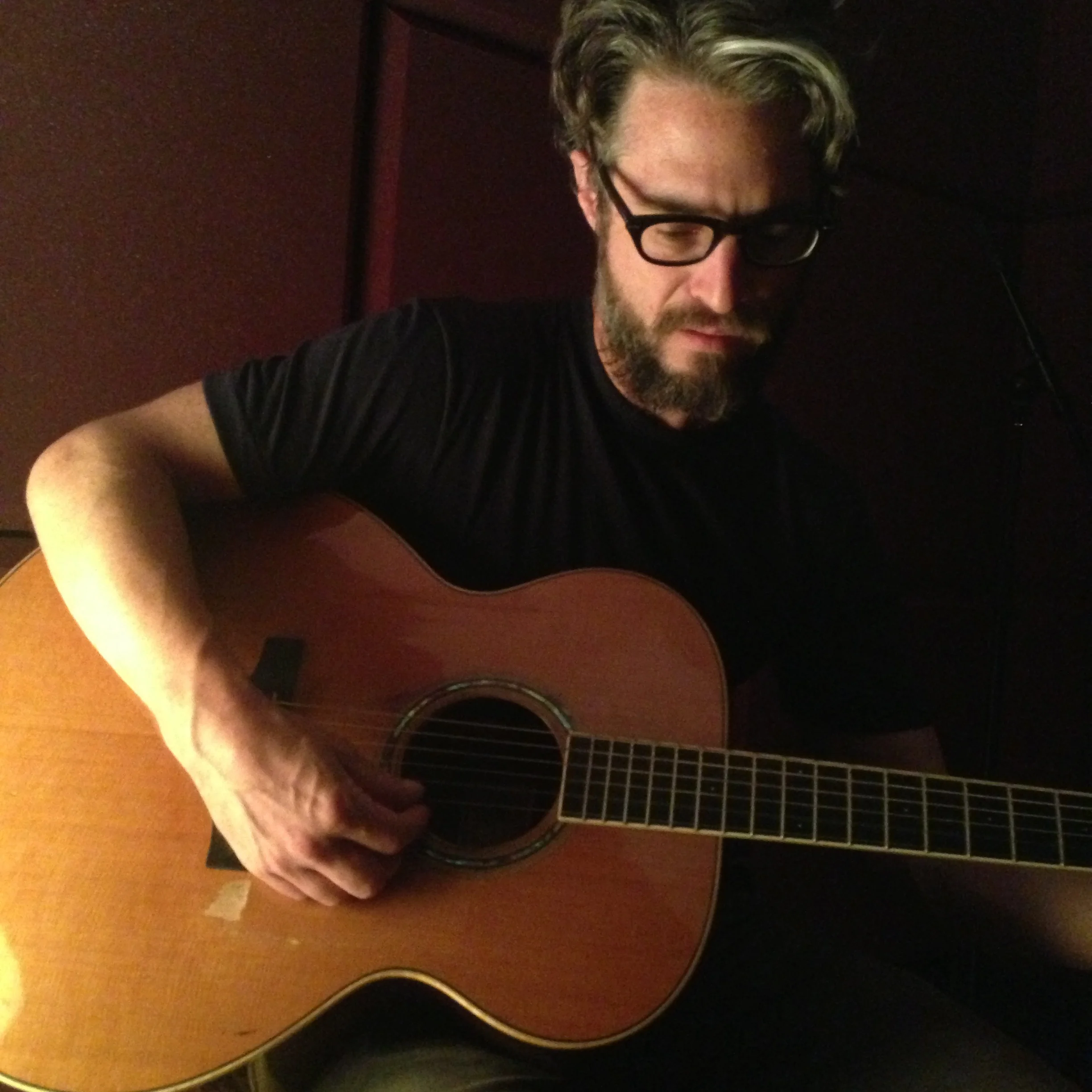 Doug Burr hard at work on his new album this past Saturday at Midlake's studios. 