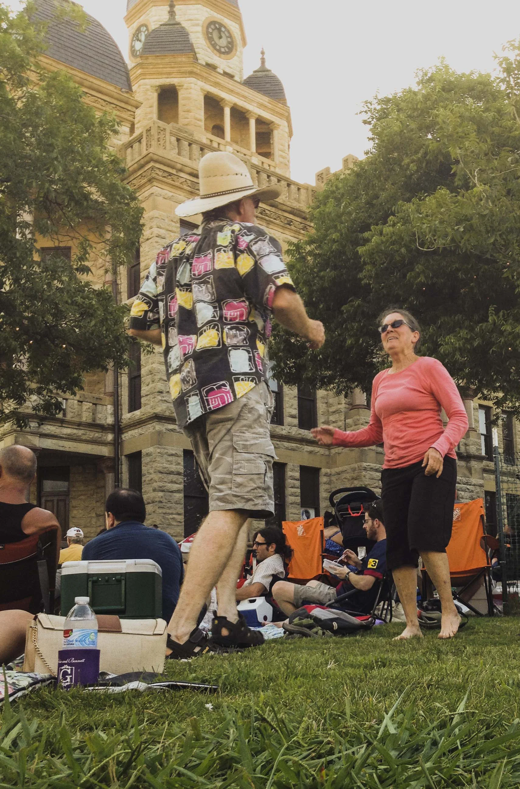 Thursday evening found a large crowd of Dentonites ignoring the heat on the square while dancing at Twilight Tunes. 