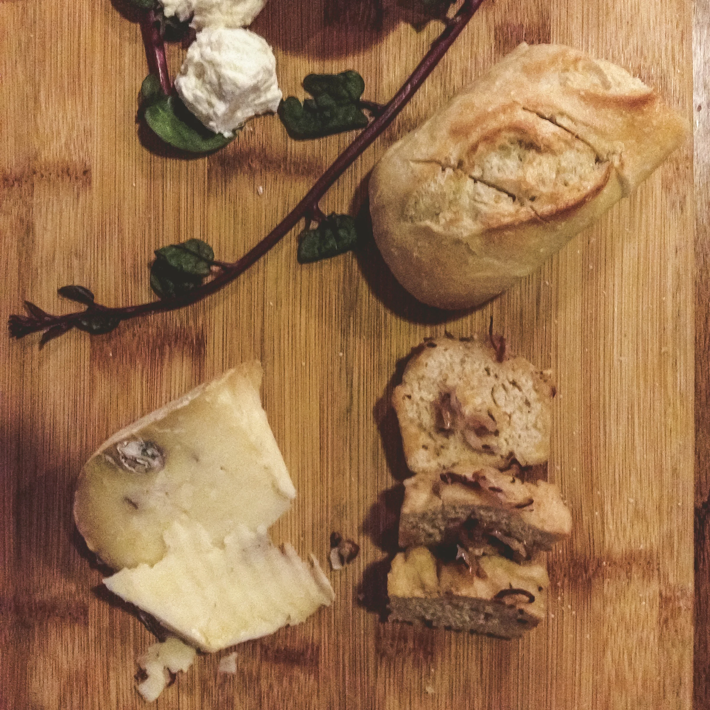 Cheese boards from full of local cheeses from Hannah's always make us happy. This one is filled with local goat cheese, a pecan horseradish cheese and plenty of beer bread. 