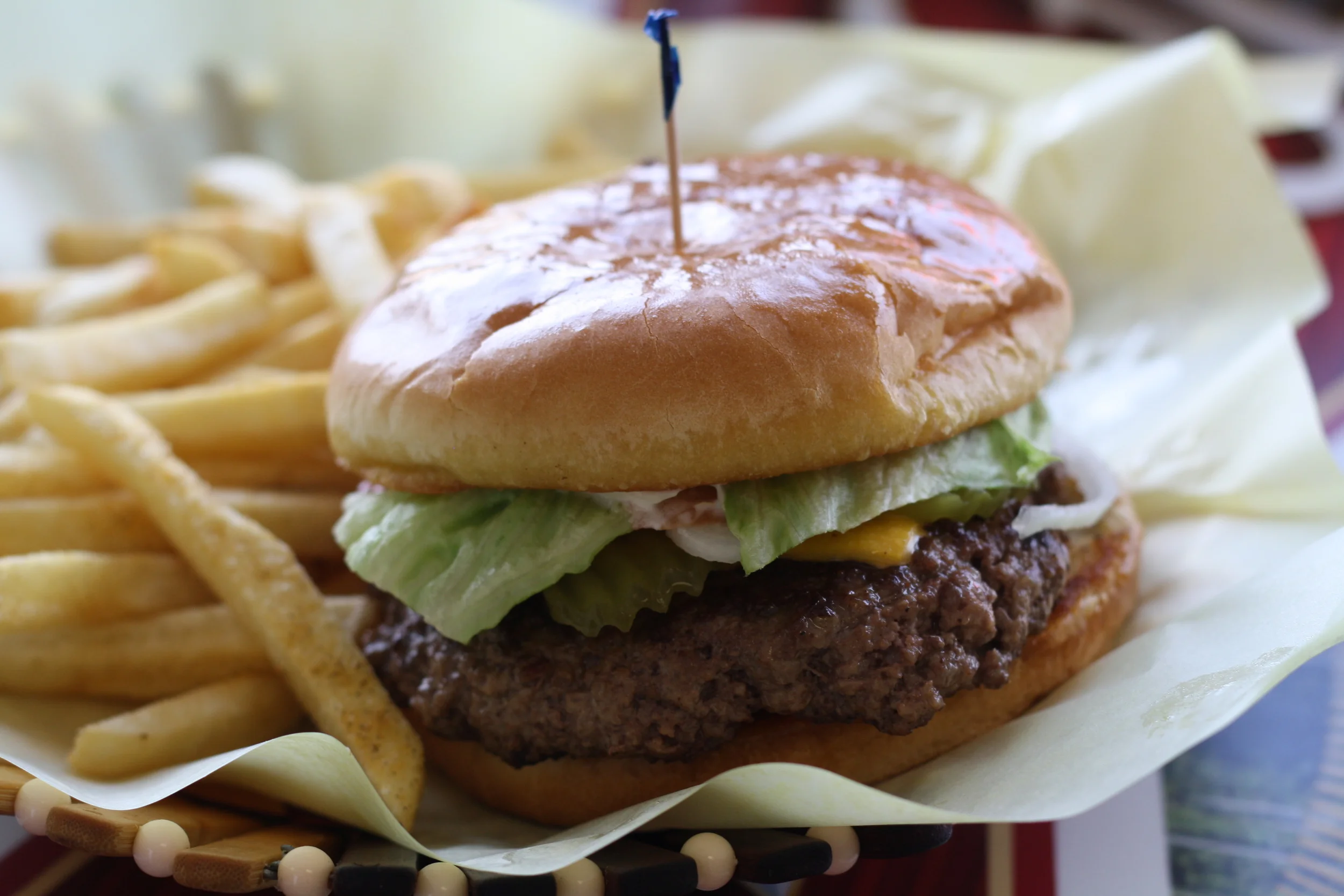 We can't get back into town without stopping for a 'Bebo burger'. 