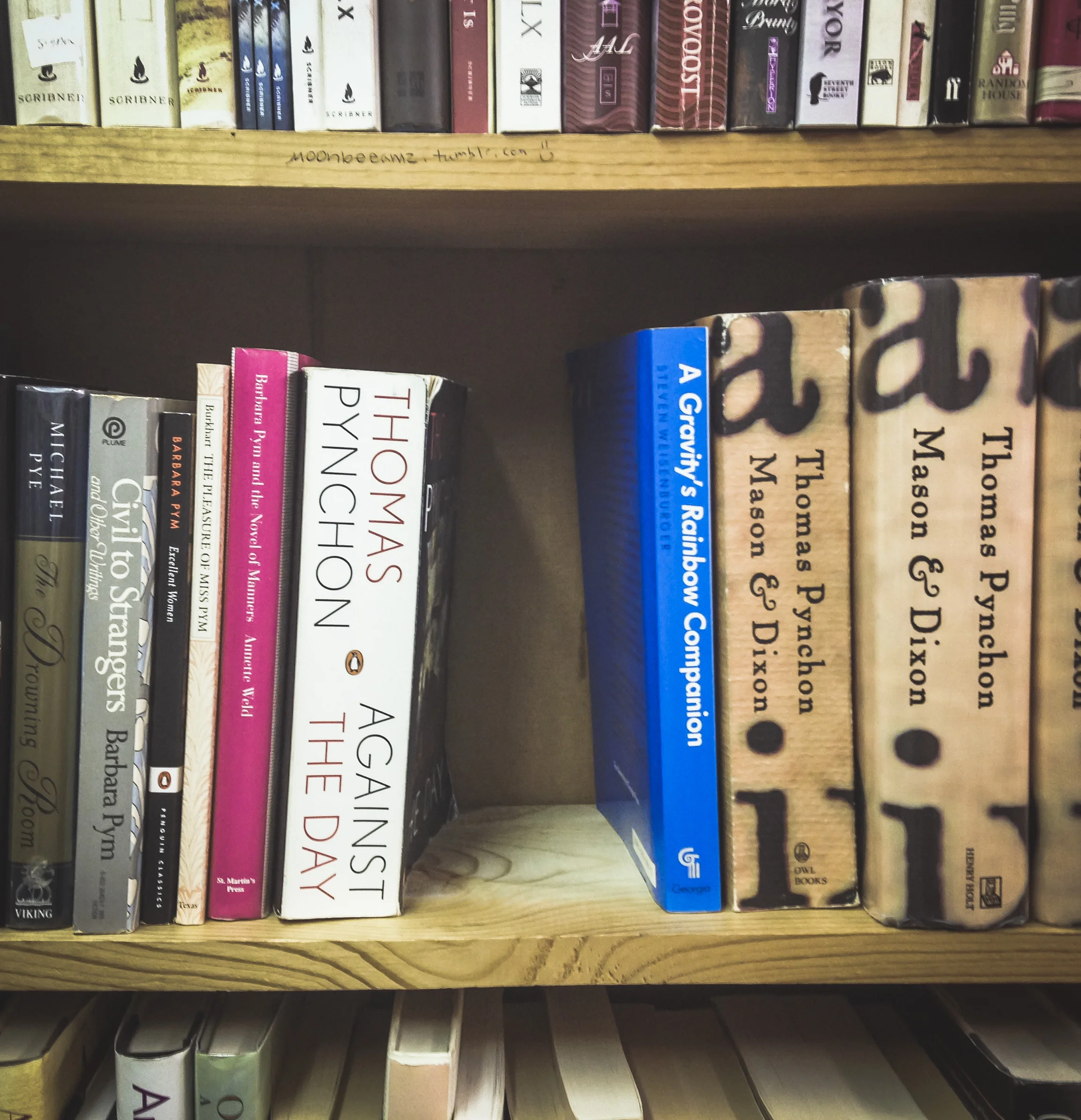 We found out just how big the empty space left behind is when someone purchases a single copy of Gravity's Rainbow at Recycled Books. 