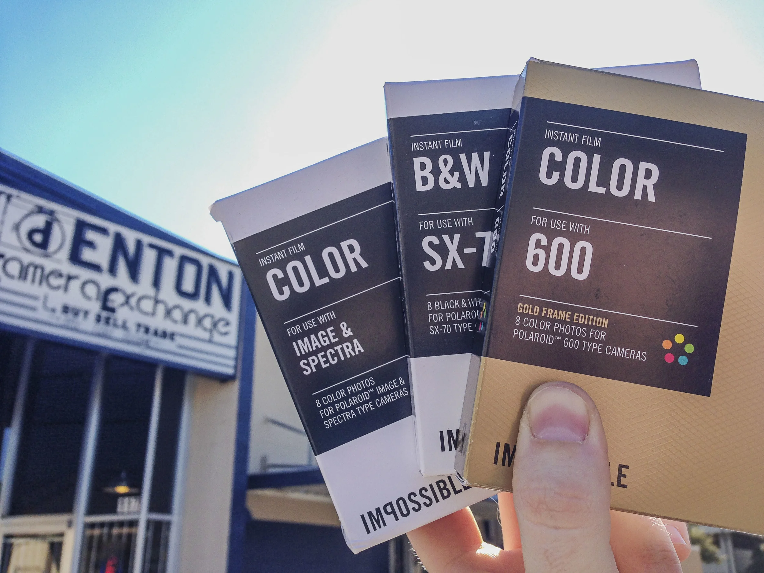 Did you know you can buy Impossible Project film for your old Polaroids (or buy Polaroids, themselves) at Denton Camera Exchange?