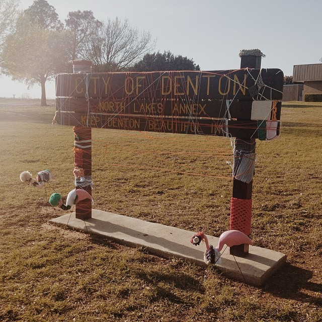 One of the many reasons we love Scrap Denton is because we can thank them for awesome yarn bombings such as the one you see above. Photo by Rachel Nichelson .