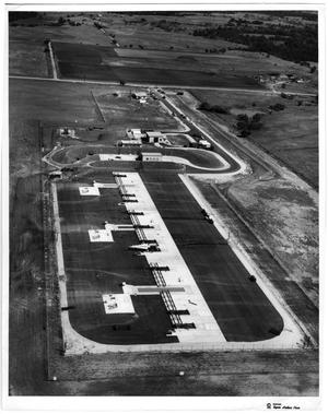1964 aerial view of Denton’s Nike Missile Base, photo courtesy of the Denton Public Library and the stuff of “duck-and-cover” nuclear nightmares. Photo from The Portal to Texas History. 