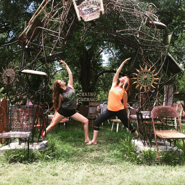 @karmayogadenton gets their om on in the chairy orchard. 
