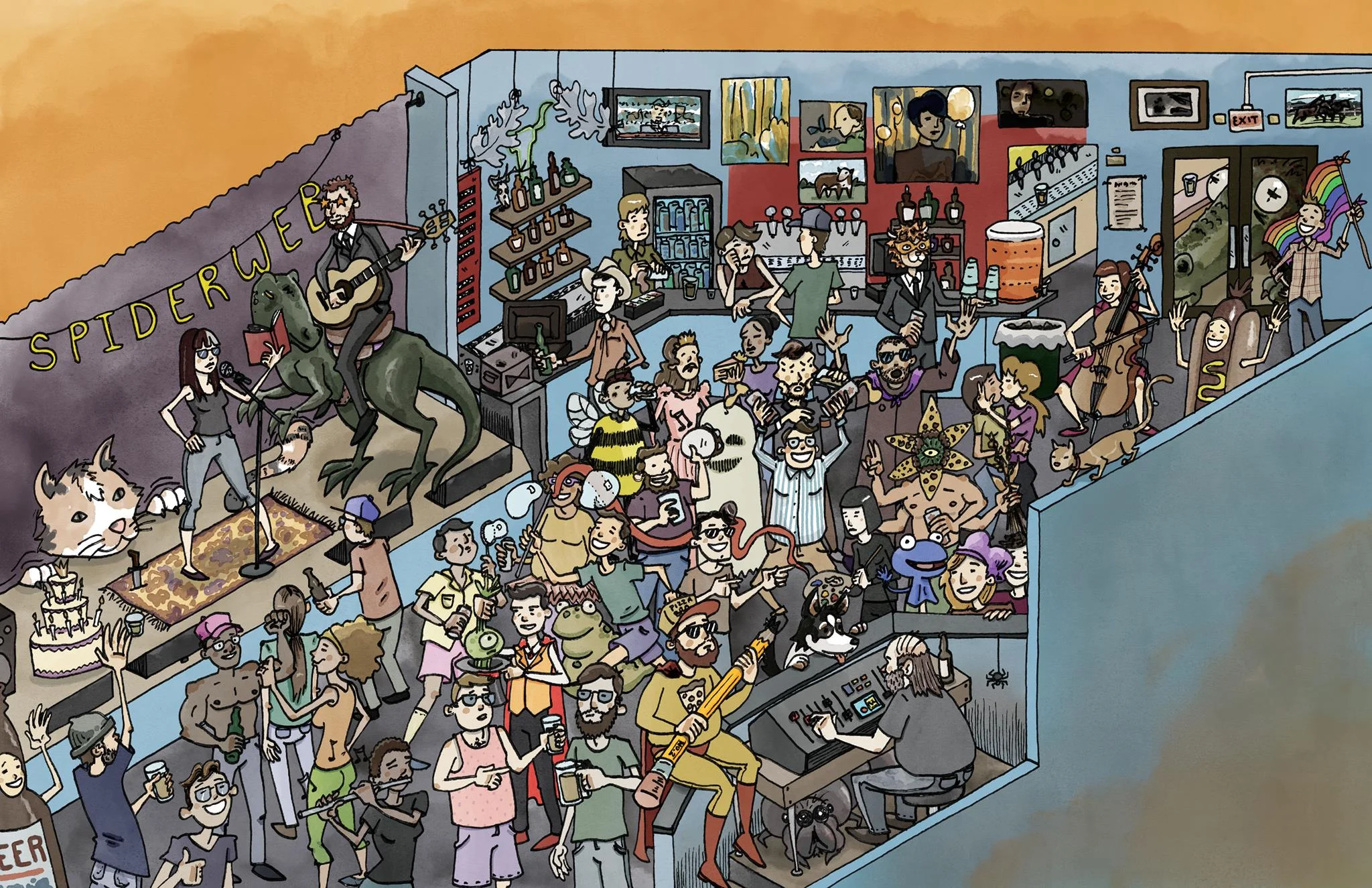 Spiderweb Salon celebrates six years this week! Illustration by Joe Duncan. 